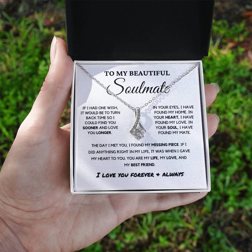 Soulmate - Missing Piece - Eternal Hope Necklace | Romantic Gift for Wife, Fiancé, Girlfriend, Valentine's Day Present 0201bB