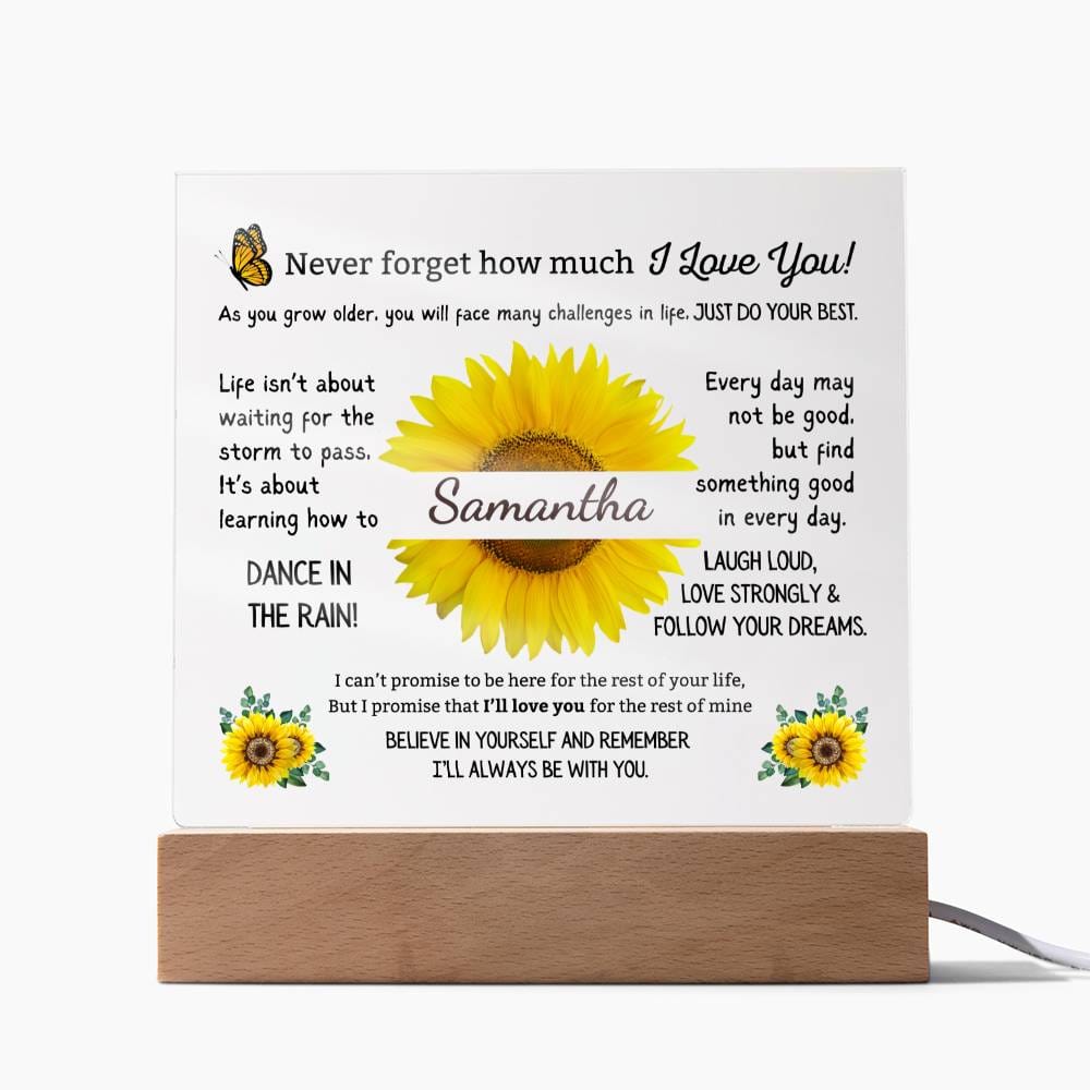 Custom Name Heartfelt Gift for Her - Believe in Yourself, Sunflower Plaque