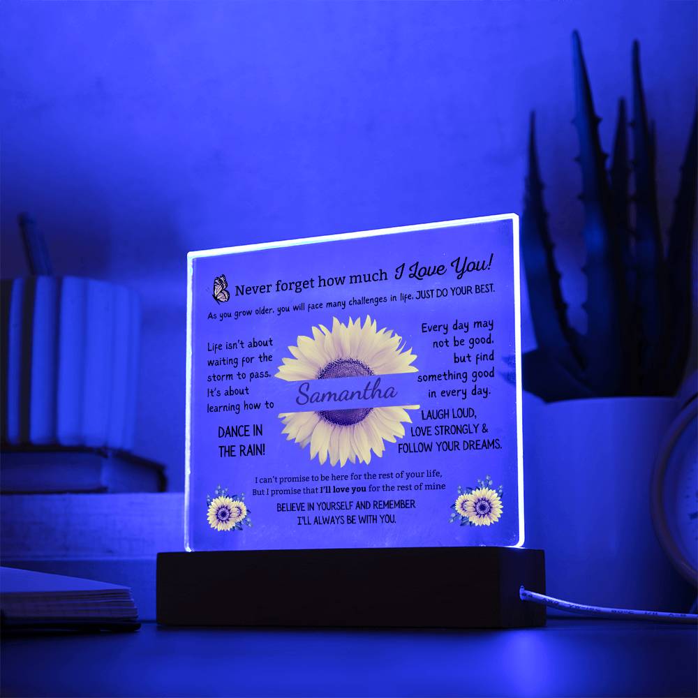 Custom Name Heartfelt Gift for Her - Believe in Yourself, Sunflower Plaque
