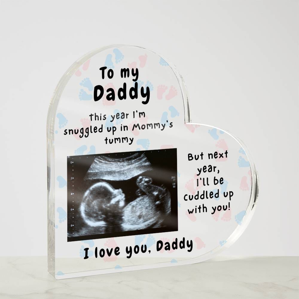 To Daddy, This Year I'm Snuggled In Mommy's Tummy - First Christmas Gift, Custom Ultrasound Present for Dad