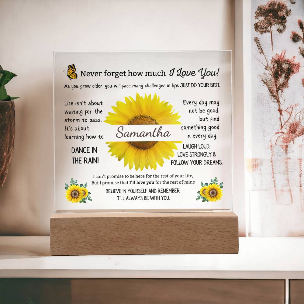 Custom Name Heartfelt Gift for Her - Believe in Yourself, Sunflower Plaque