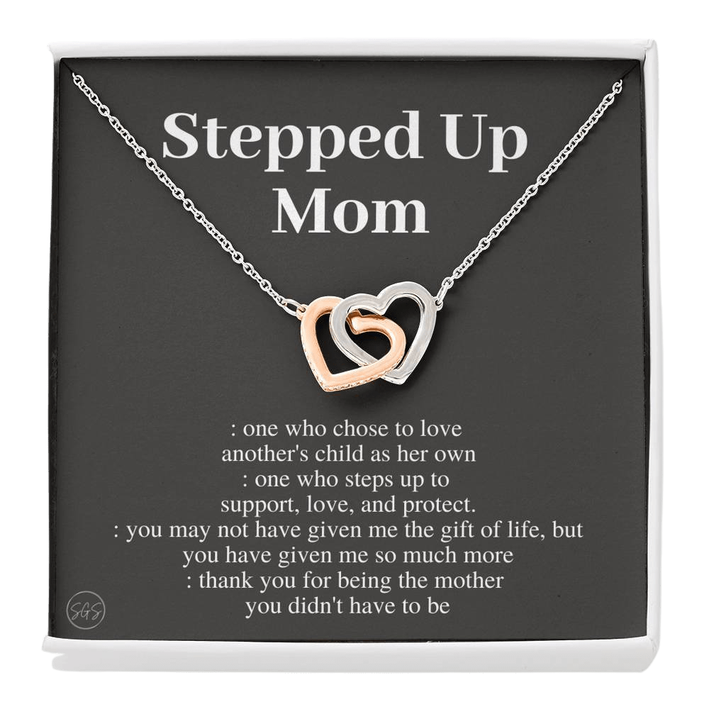 Stepped Up Mom | Gift for Stepmom, Bonus Mom, Stepmother, Mother's Day Present, Grandma, Second Mama, From Step Daughter Son, Christmas, Birthday, Foster 1105aH