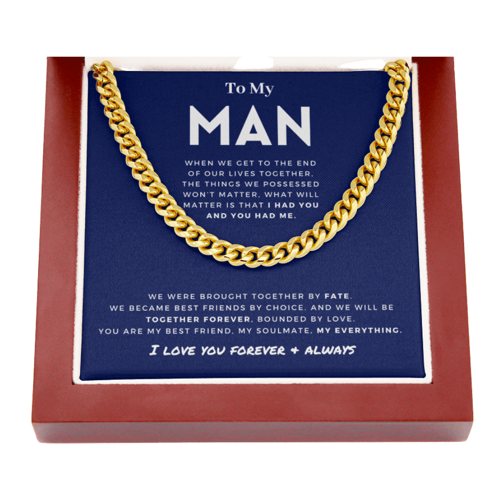 My Man - Better Person - Cuban Link Chain | Anniversary Gift for Husband, for Boyfriend, for Fiancé, Valentine's Day for Him 0128e