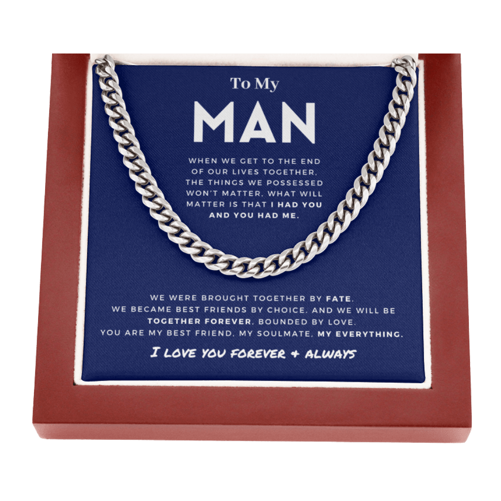 My Man - Better Person - Cuban Link Chain | Anniversary Gift for Husband, for Boyfriend, for Fiancé, Valentine's Day for Him 0128e