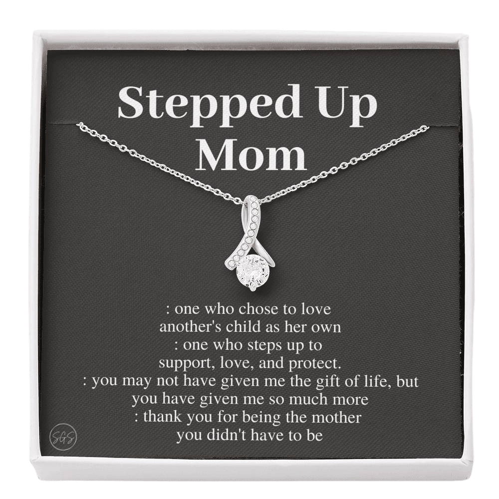 Stepped Up Mom | Gift for Stepmom, Bonus Mom, Stepmother, Mother's Day Present, Grandma, Second Mama, From Step Daughter Son, Christmas, Birthday, Foster 1105aB