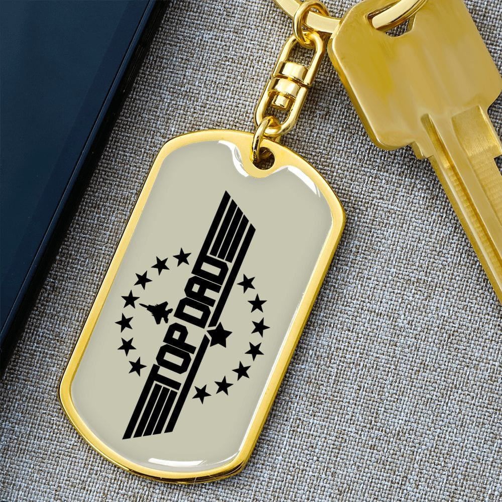 Gift for Dad | Top Dad Engraved Keychain, Personalized Christmas Gift for Father, Stocking Stuffer for Him, To Dad From Son, From Daughter