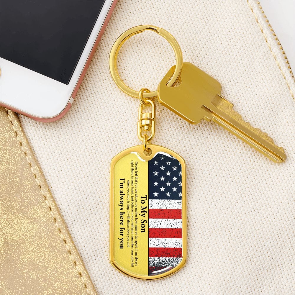 Son Gift | American Flag Dog Tag Keychain