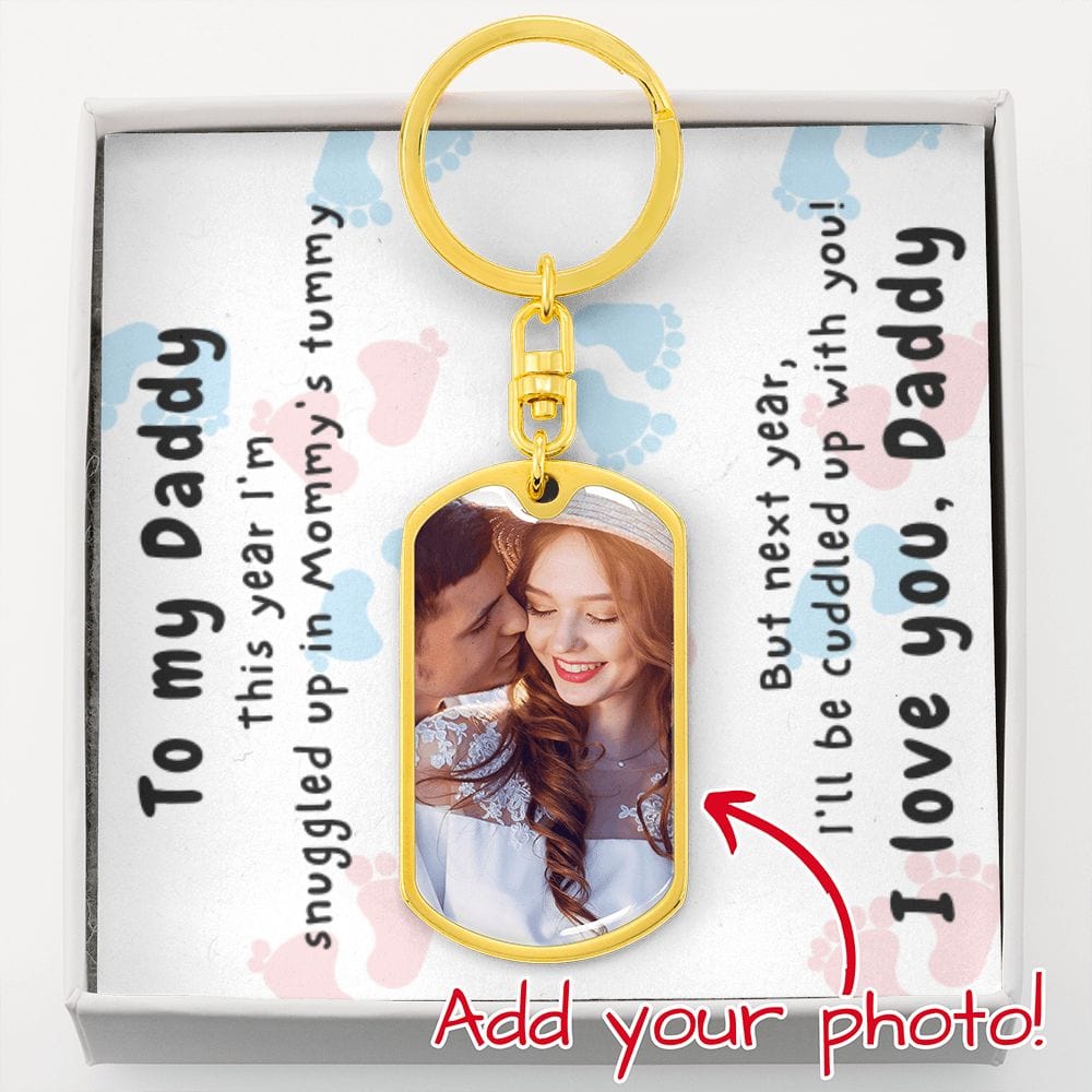 To Daddy, This Year I'm Snuggled In Mommy's Tummy | First Christmas Gift, Custom Present for Dad, From Baby Bump, Ultrasound Photo, Cute