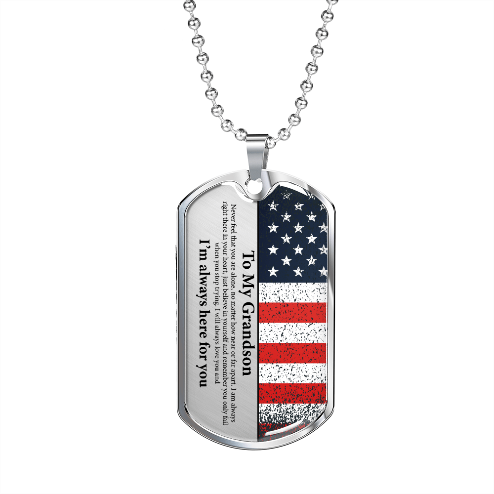 Grandson Gift | American Flag Dog Tag Necklace