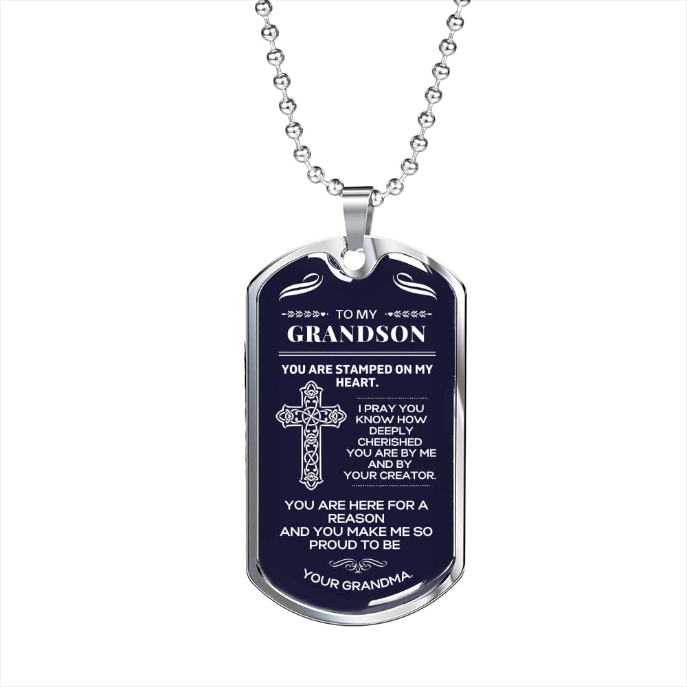 To My Grandson - Dog Tag Necklace - You are Cherished
