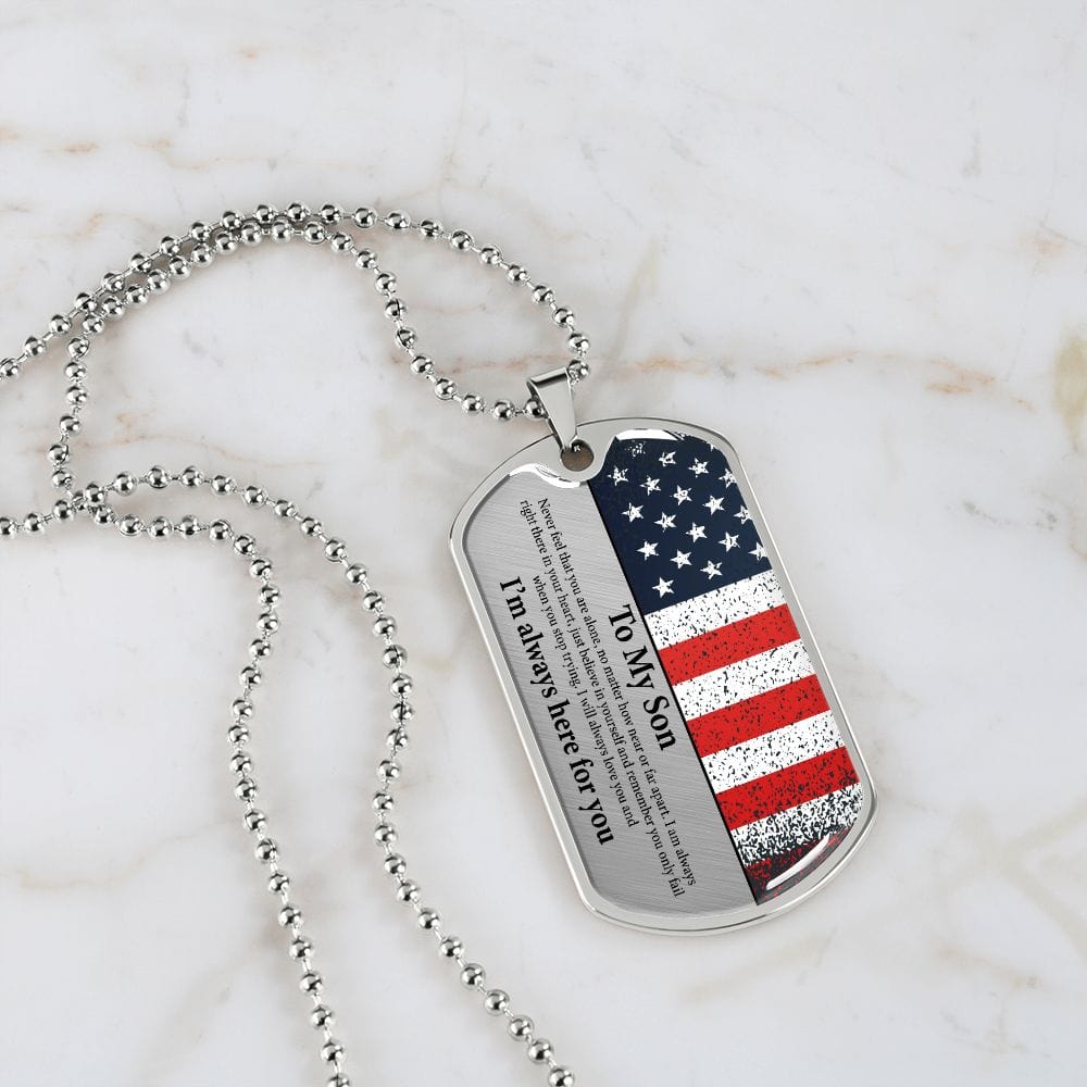 Son Gift | American Flag Dog Tag Necklace
