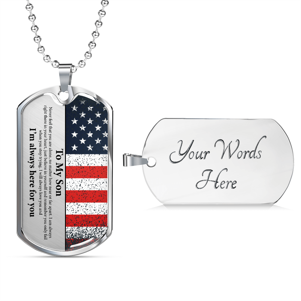 Son Gift | American Flag Dog Tag Necklace