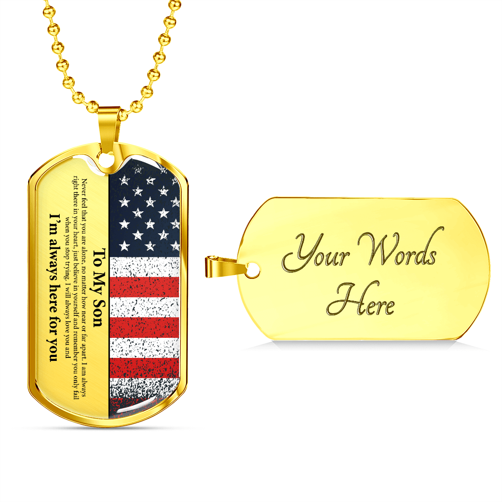Son Gift | American Flag Dog Tag Necklace