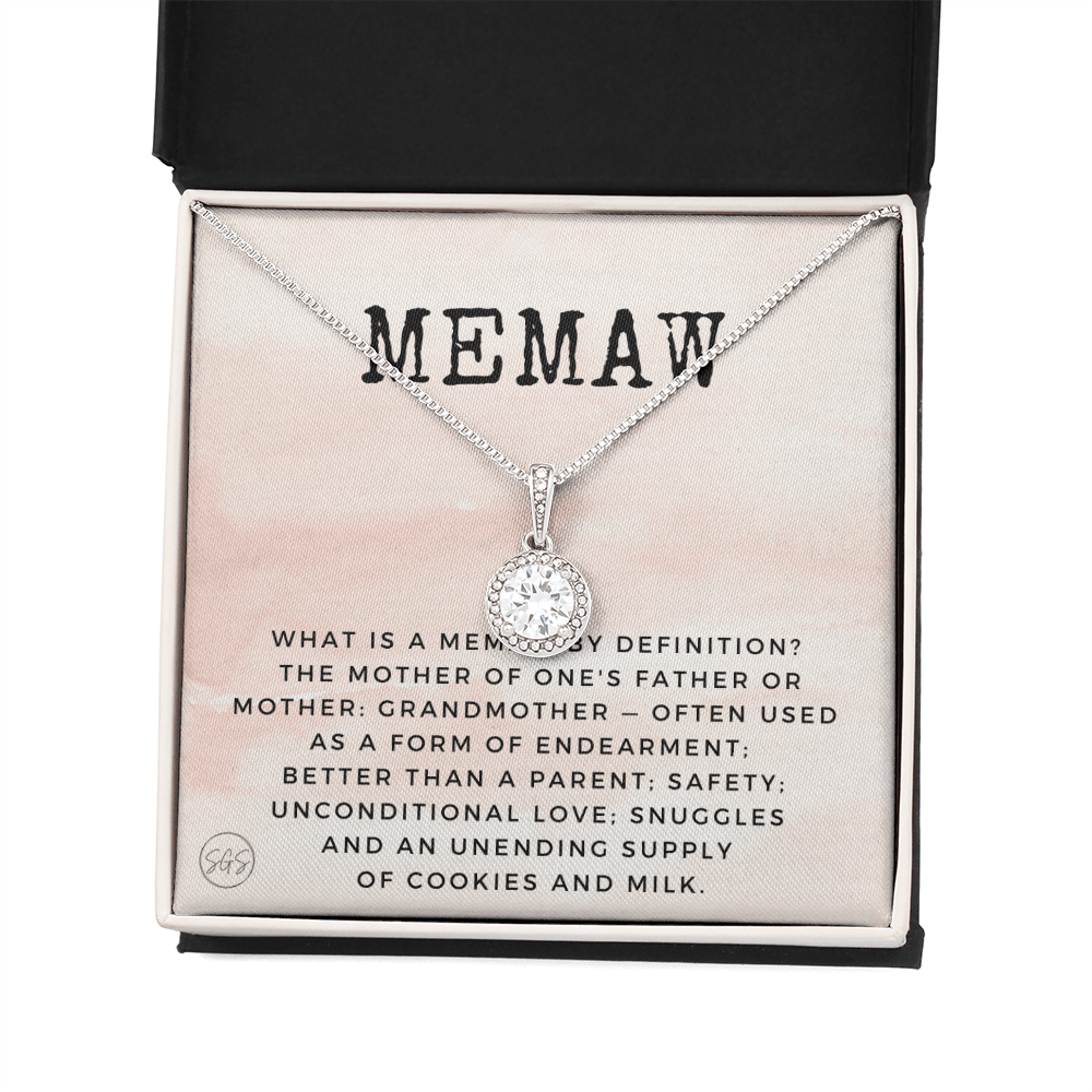 Gift for Memaw | Grandmother Nickname, Grandma, Mother's Day Necklace, Birthday, Get Well, Missing You, Memaw Definition, Christmas, From Family Grandkids Granddaughter Grandson 1118bE