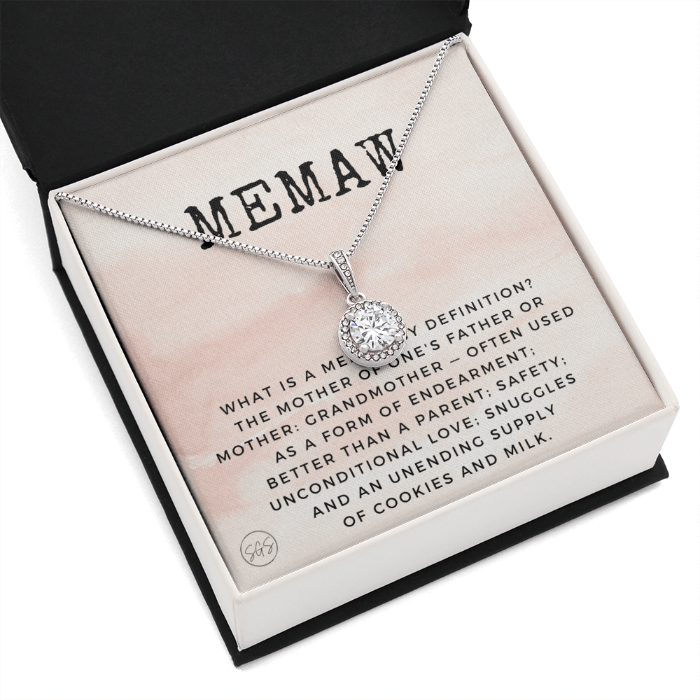 Gift for Memaw | Grandmother Nickname, Grandma, Mother's Day Necklace, Birthday, Get Well, Missing You, Memaw Definition, Christmas, From Family Grandkids Granddaughter Grandson 1118bE