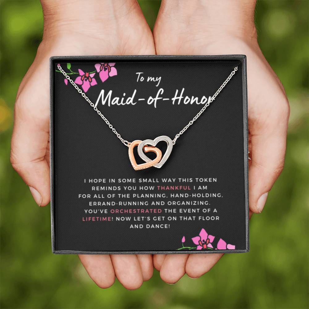 MaidofHonorTokenofThanks Hearts Necklace