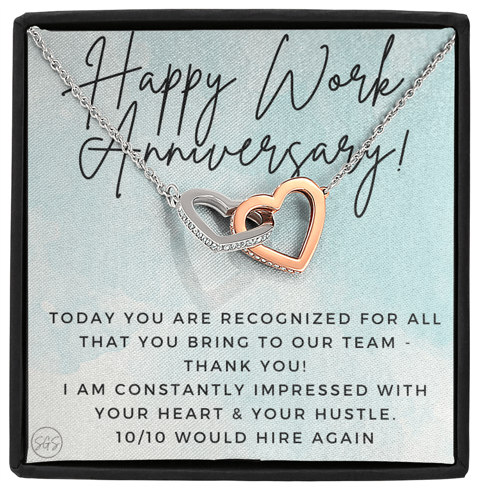 Happy Work Anniversary! Gift From Boss, Hustle, Congrats, Thank You, Christmas, Necklace, Team, Office Present, Employee Appreciation 1029bHA