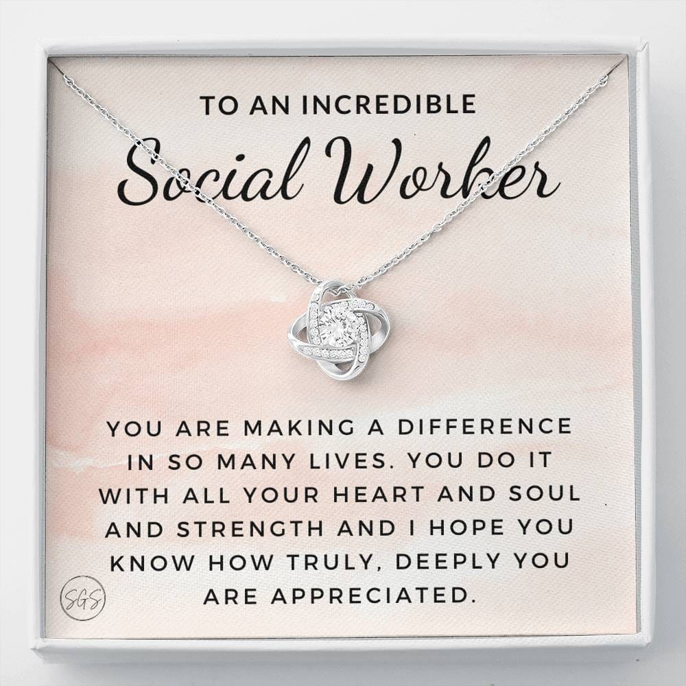 0922a social worker Necklace Love Knot