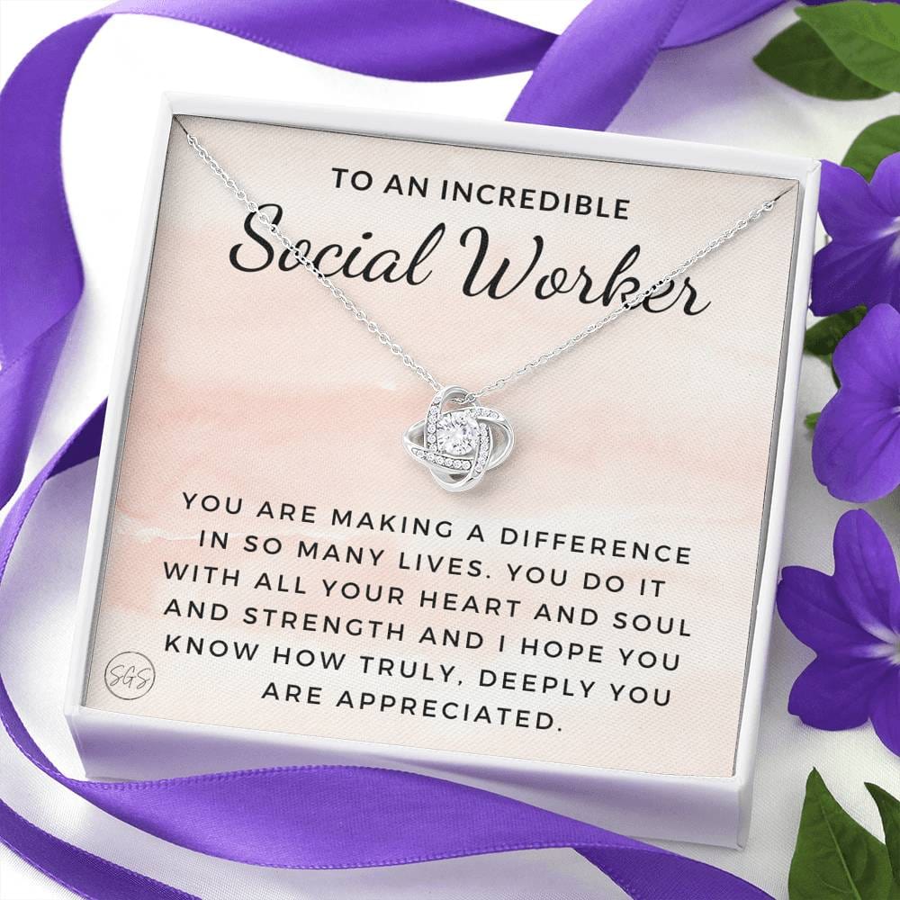0922a social worker Necklace Love Knot