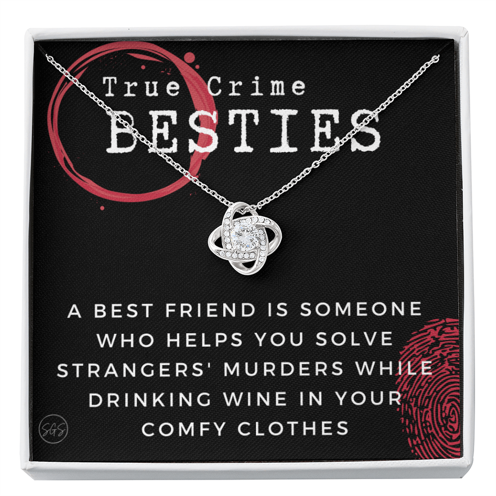 True Crime Best Friend Gift | Christmas Gift for Bestie, Funny Best Friend Necklace, True Crime & Wine, Podcast Junkie, Coffee Lover 1118-02K