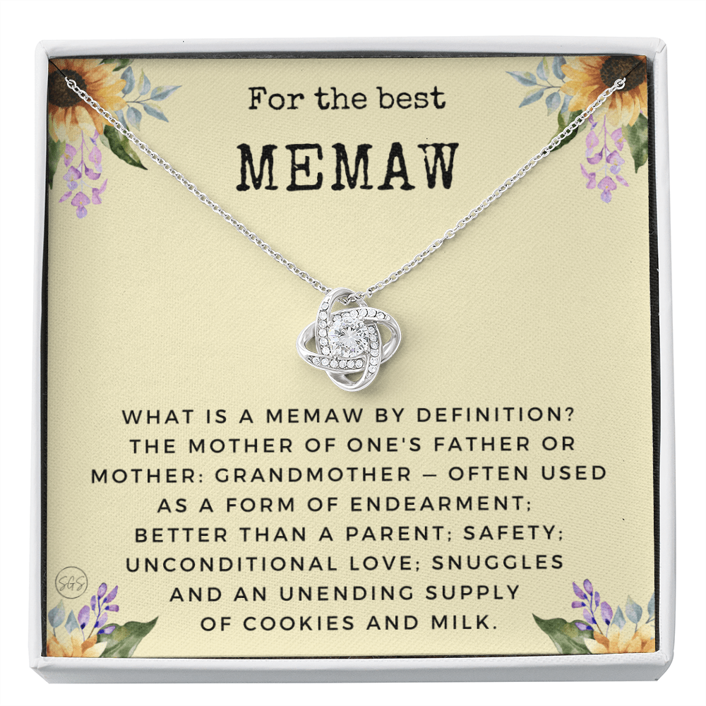 Gift for Memaw | Grandmother Nickname, Grandma, Mother's Day Necklace, Birthday, Get Well, Missing You, Memaw Definition, Christmas, From Family Grandkids Granddaughter Grandson 1118dK