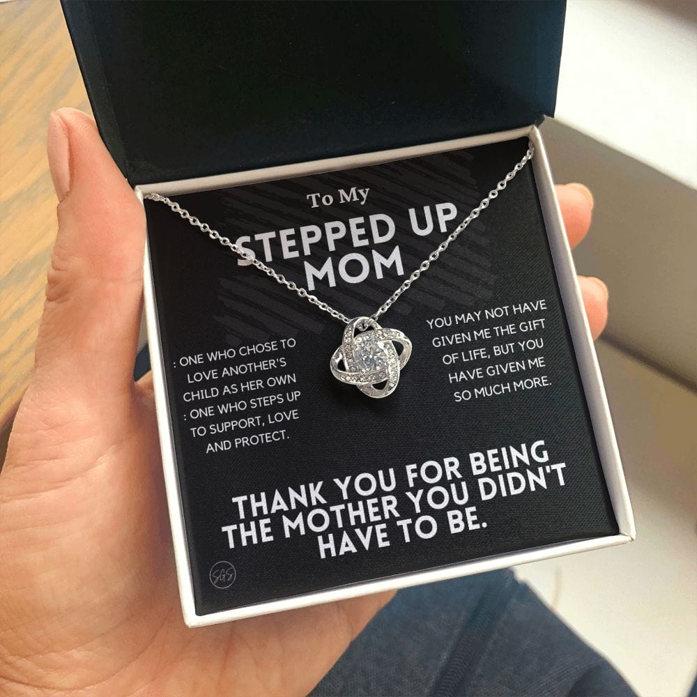 Stepped Up Mom - Christmas Gift for Stepmom, Bonus Mom Necklace