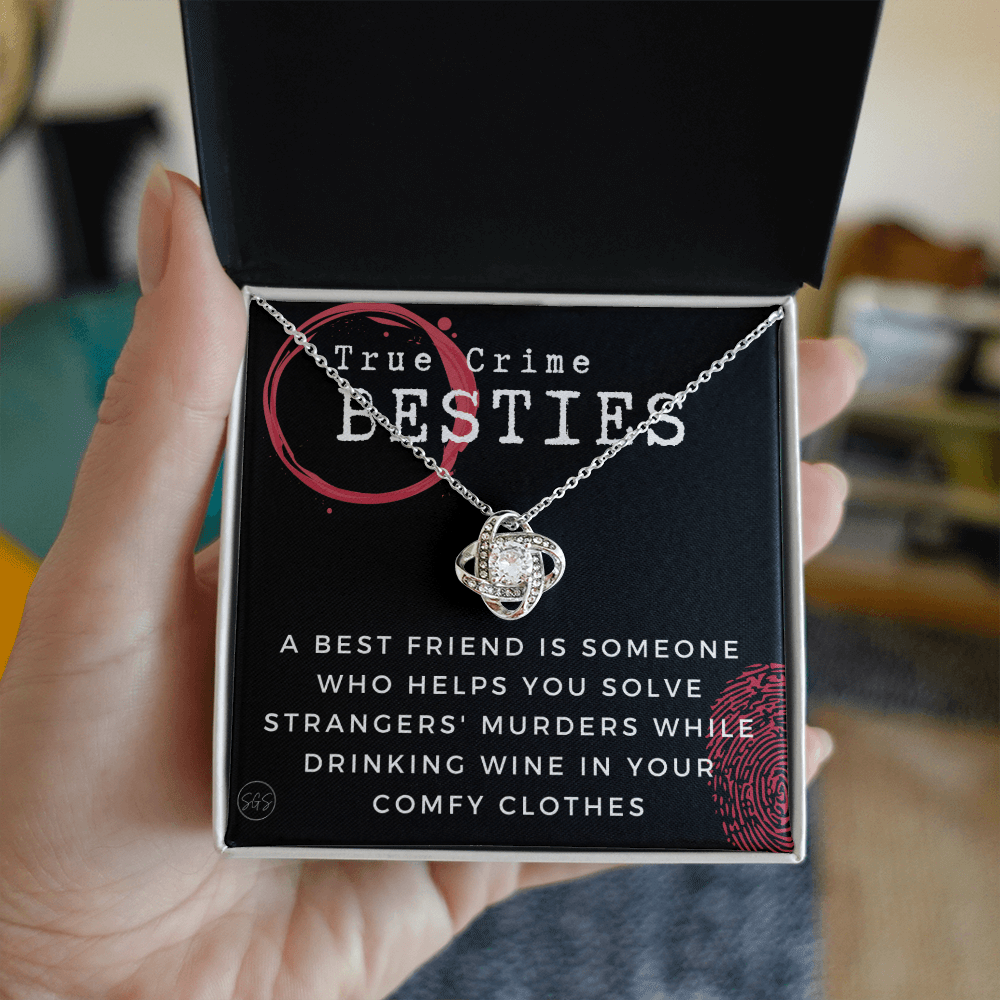 True Crime Best Friend Gift | Christmas Gift for Bestie, Funny Best Friend Necklace, True Crime & Wine, Podcast Junkie, Coffee Lover 1118-02K