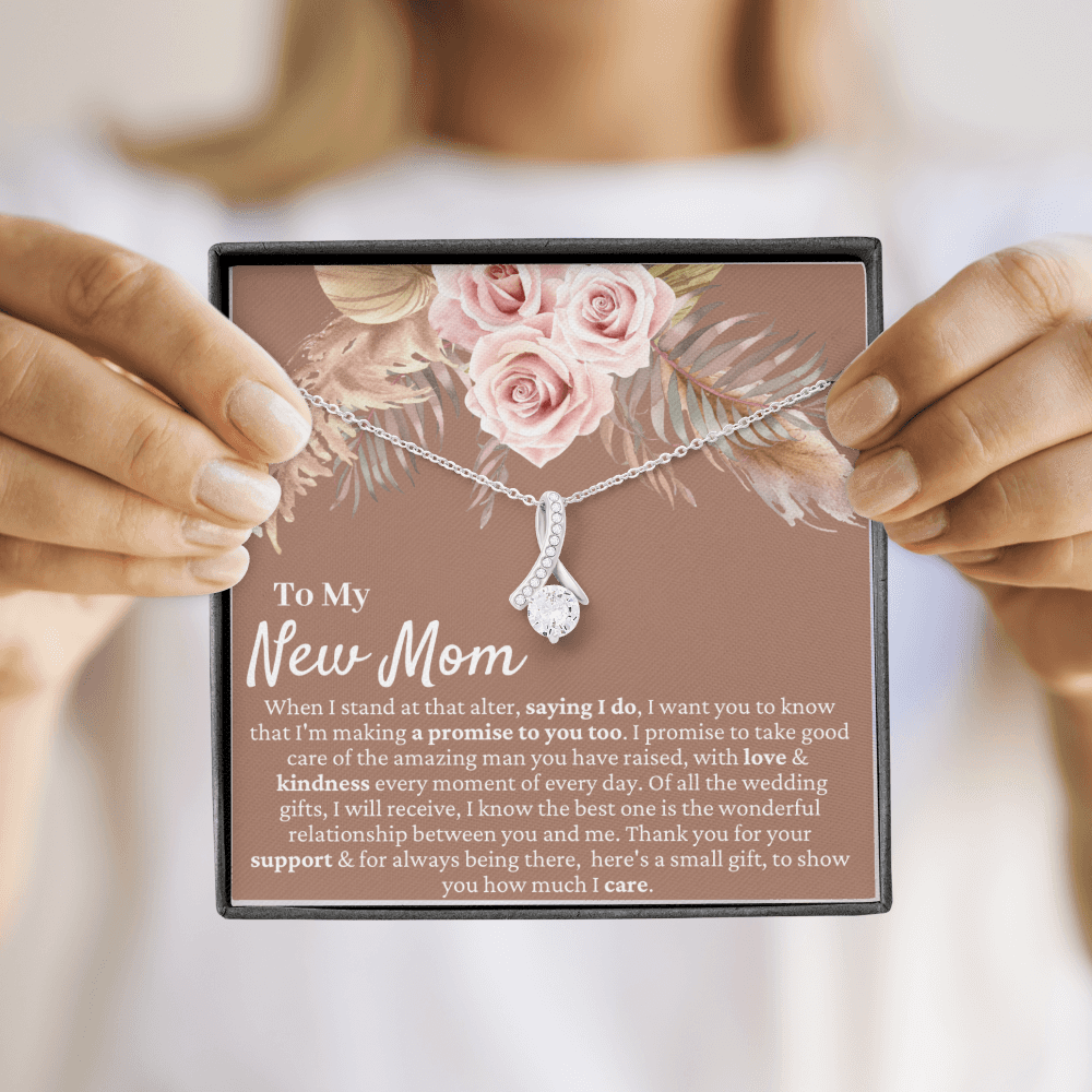 Mother in Law Wedding Gift from Bride - Mother of the Groom Necklace, Sentimental Future MIL, Pampas Grass & Desert Rose, Beauty