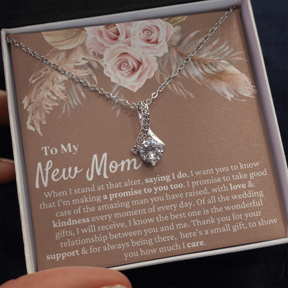 Mother in Law Wedding Gift from Bride - Mother of the Groom Necklace, Sentimental Future MIL, Pampas Grass & Desert Rose, Beauty