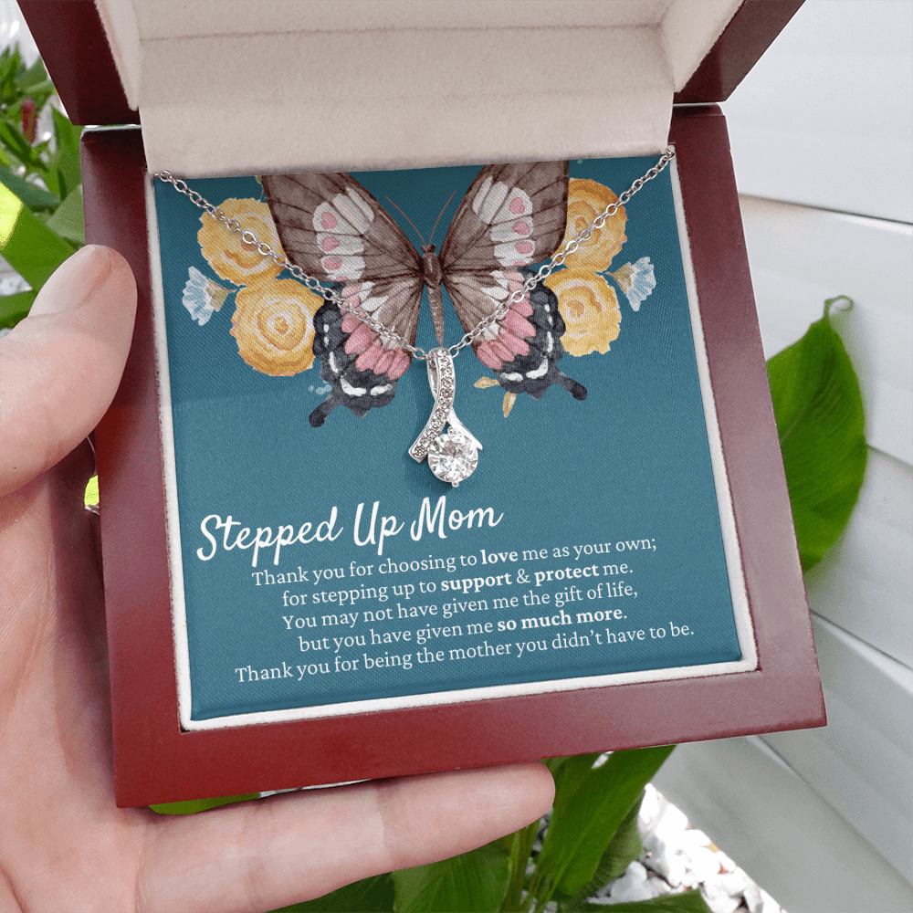 Stepped Up Mom Gift | Mother's Day Present, Butterfly Necklace, Bonus Mom, Meaningful Stepmom Gift, Unbiological Mom Gift, Birthday Idea
