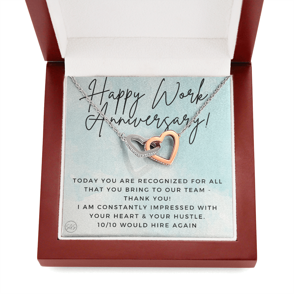Happy Work Anniversary! Gift From Boss, Hustle, Congrats, Thank You, Christmas, Necklace, Team, Office Present, Employee Appreciation 1029bHA