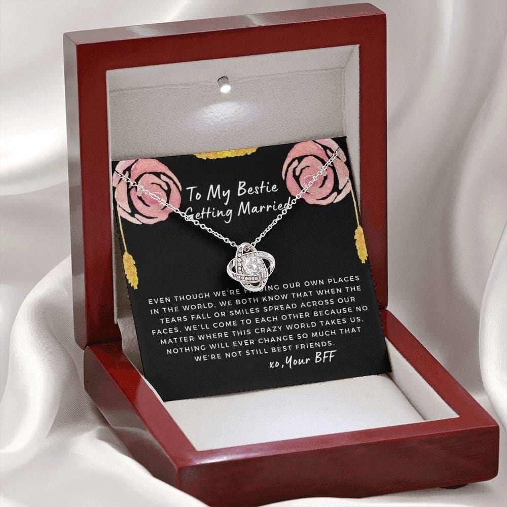 Gift for Bestie Getting Married | Necklace, BFF Wedding, Bridal Shower Gift for Bride, From Best Friend, Soulmate, Best Friends Quote, Sister Getting Married, Love Knot Rose A