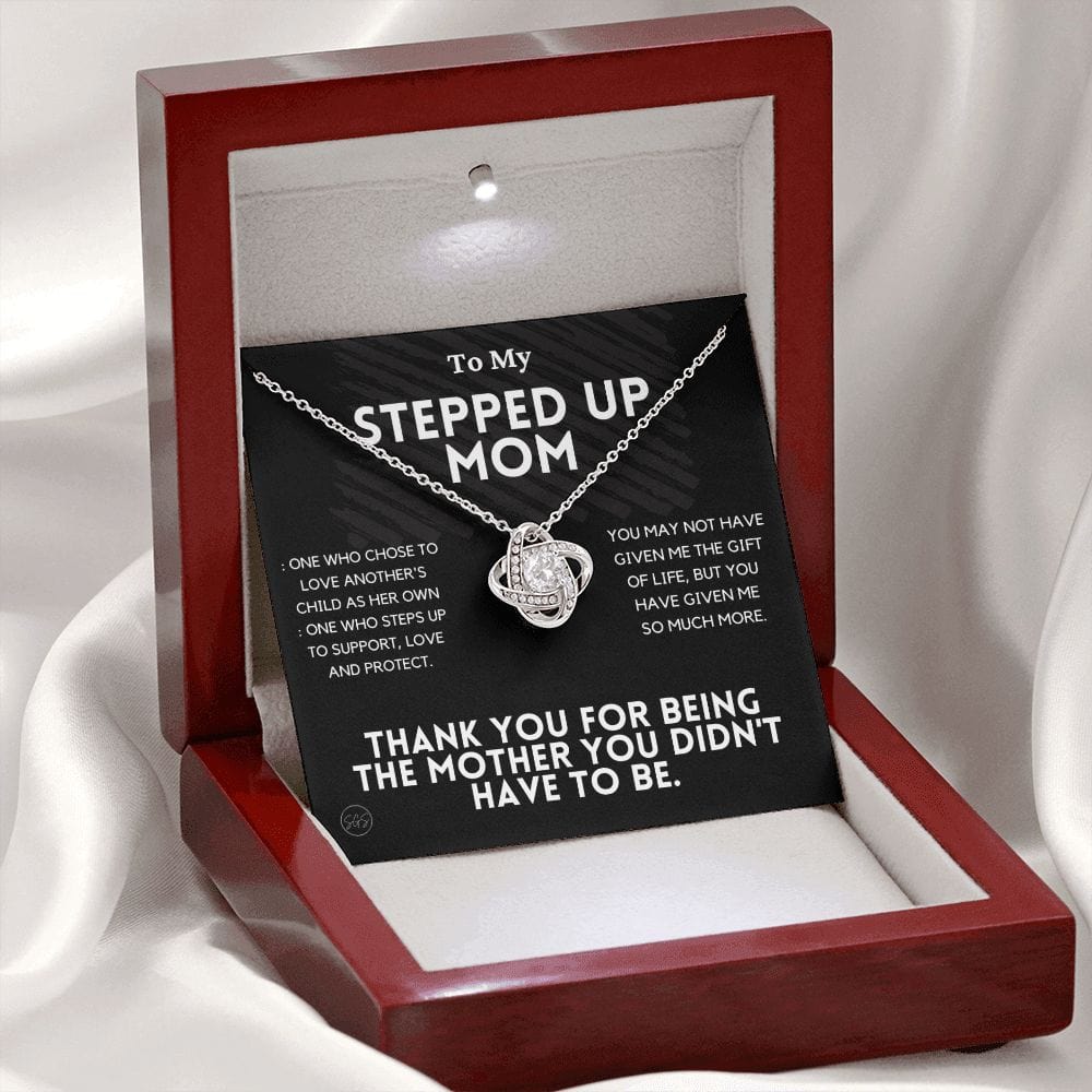 Stepped Up Mom - Christmas Gift for Stepmom, Bonus Mom Necklace