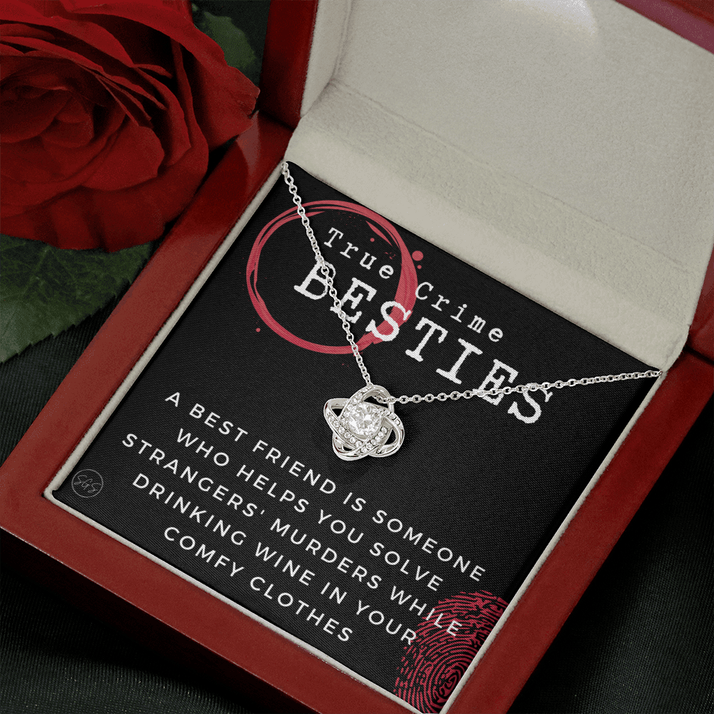True Crime Best Friend Gift | Christmas Gift for Bestie, Funny Best Friend Necklace, True Crime & Wine, Podcast Junkie, Coffee Lover 1118-02K