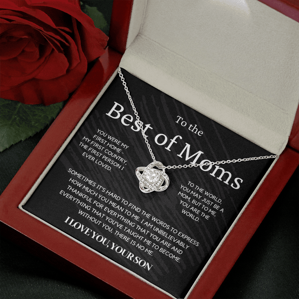 Gift for Mom from Son - You Were My First Home - Love Knot Necklace