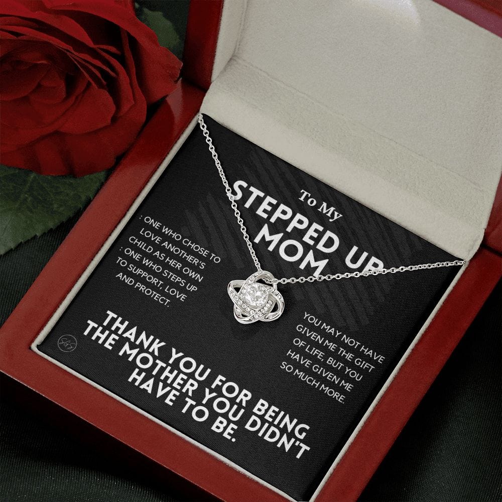 Stepped Up Mom - Christmas Gift for Stepmom, Bonus Mom Necklace