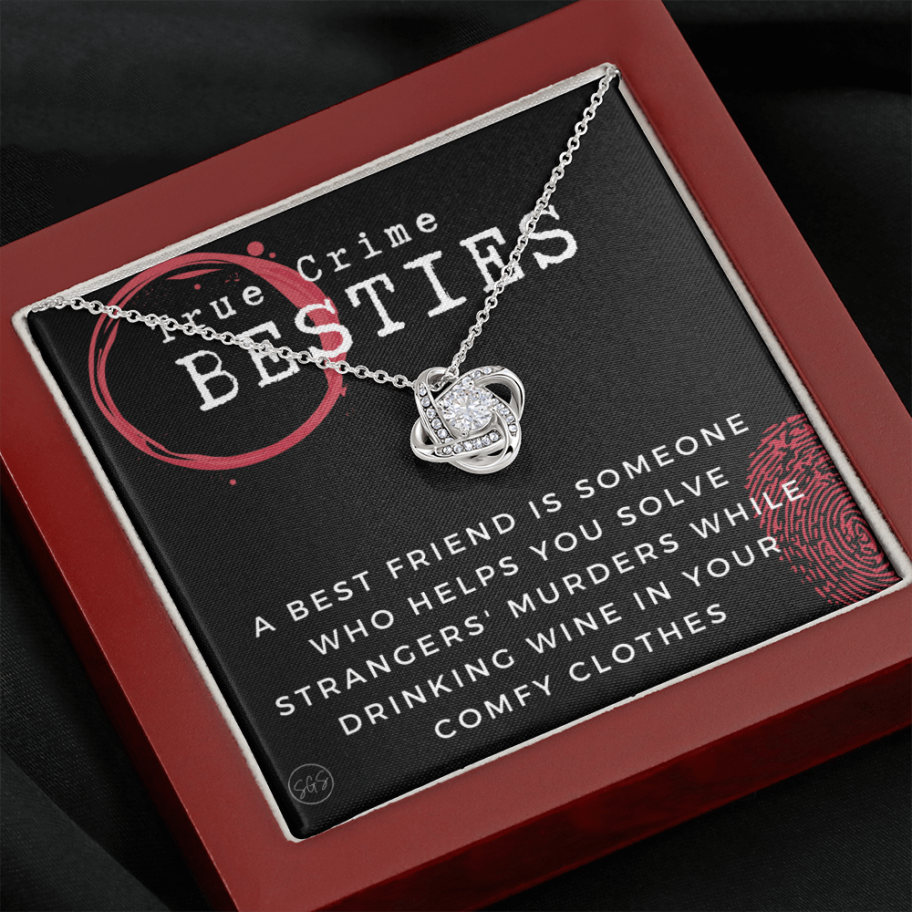 True Crime Best Friend Gift | Christmas Gift for Bestie, Funny Best Friend Necklace, True Crime & Wine, Podcast Junkie, Coffee Lover 1118-02K