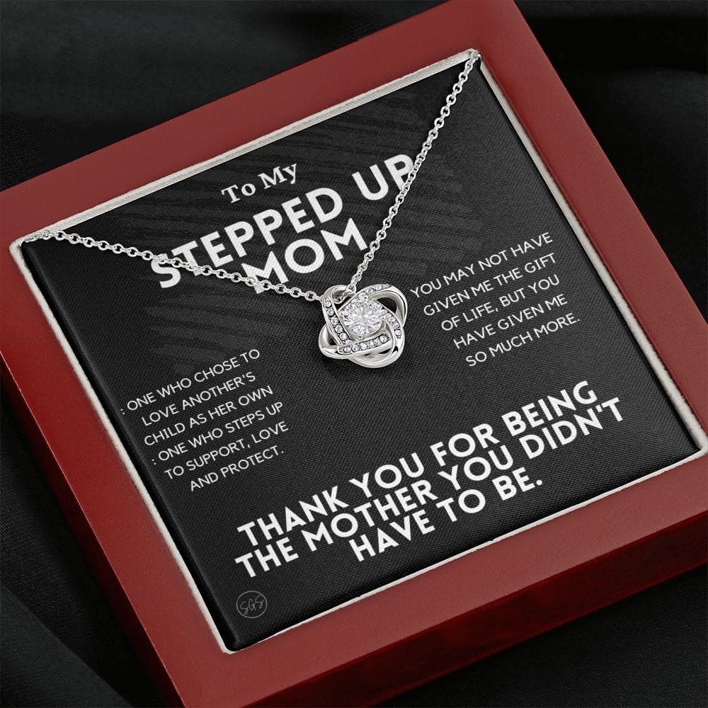 Stepped Up Mom - Christmas Gift for Stepmom, Bonus Mom Necklace