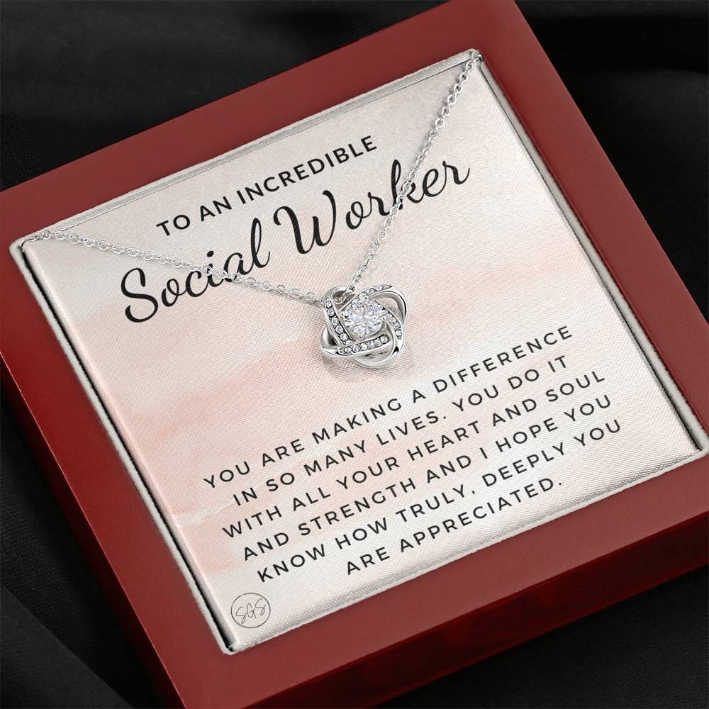 0922a social worker Necklace Love Knot