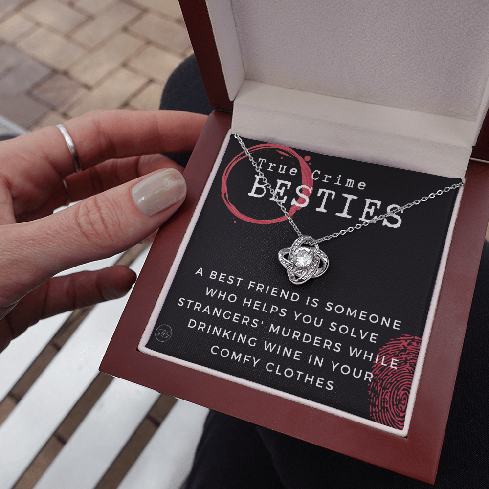 True Crime Best Friend Gift | Christmas Gift for Bestie, Funny Best Friend Necklace, True Crime & Wine, Podcast Junkie, Coffee Lover 1118-02K