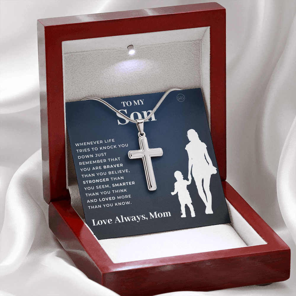 Gift for Son (From Mom) | Christian Cross Necklace