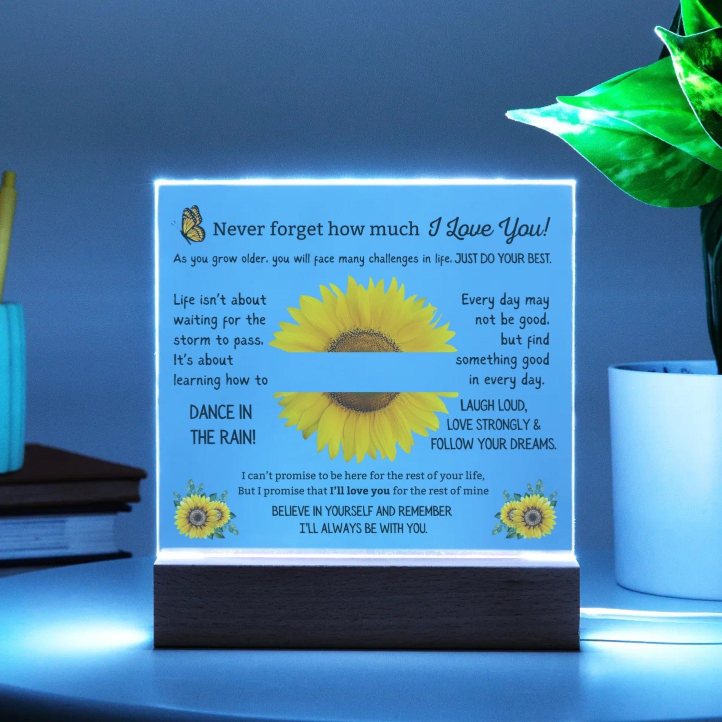 Custom Name Heartfelt Gift for Her - Believe in Yourself, Sunflower Plaque