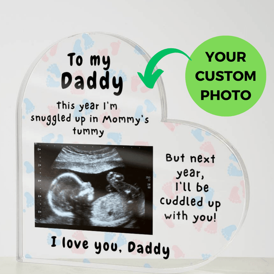 To Daddy, This Year I'm Snuggled In Mommy's Tummy - First Christmas Gift, Custom Ultrasound Present for Dad