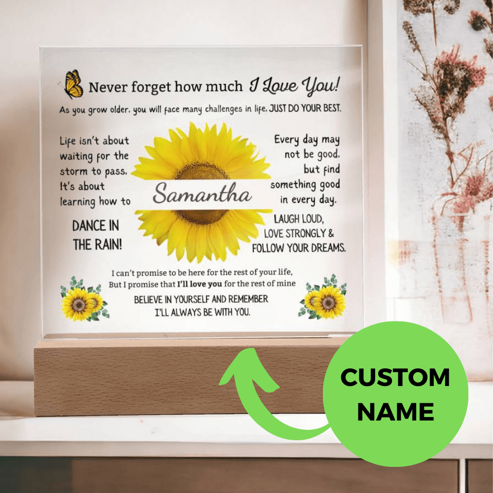 Custom Name Heartfelt Gift for Her - Believe in Yourself, Sunflower Plaque