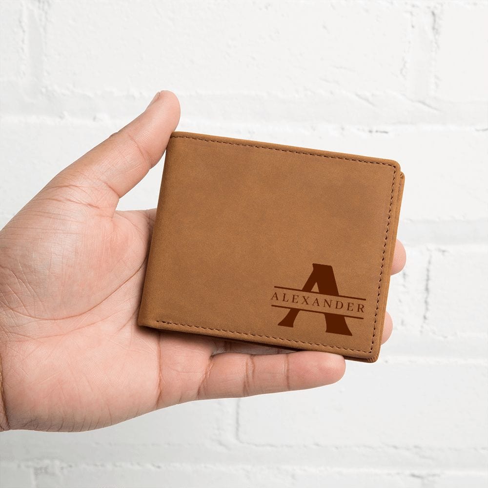 Men's Leather Monogrammed Wallet - Groomsmen Gift