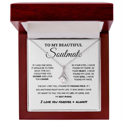 Soulmate - Missing Piece - Eternal Hope Necklace | Romantic Gift for Wife, Fiancé, Girlfriend, Valentine's Day Present 0201bB