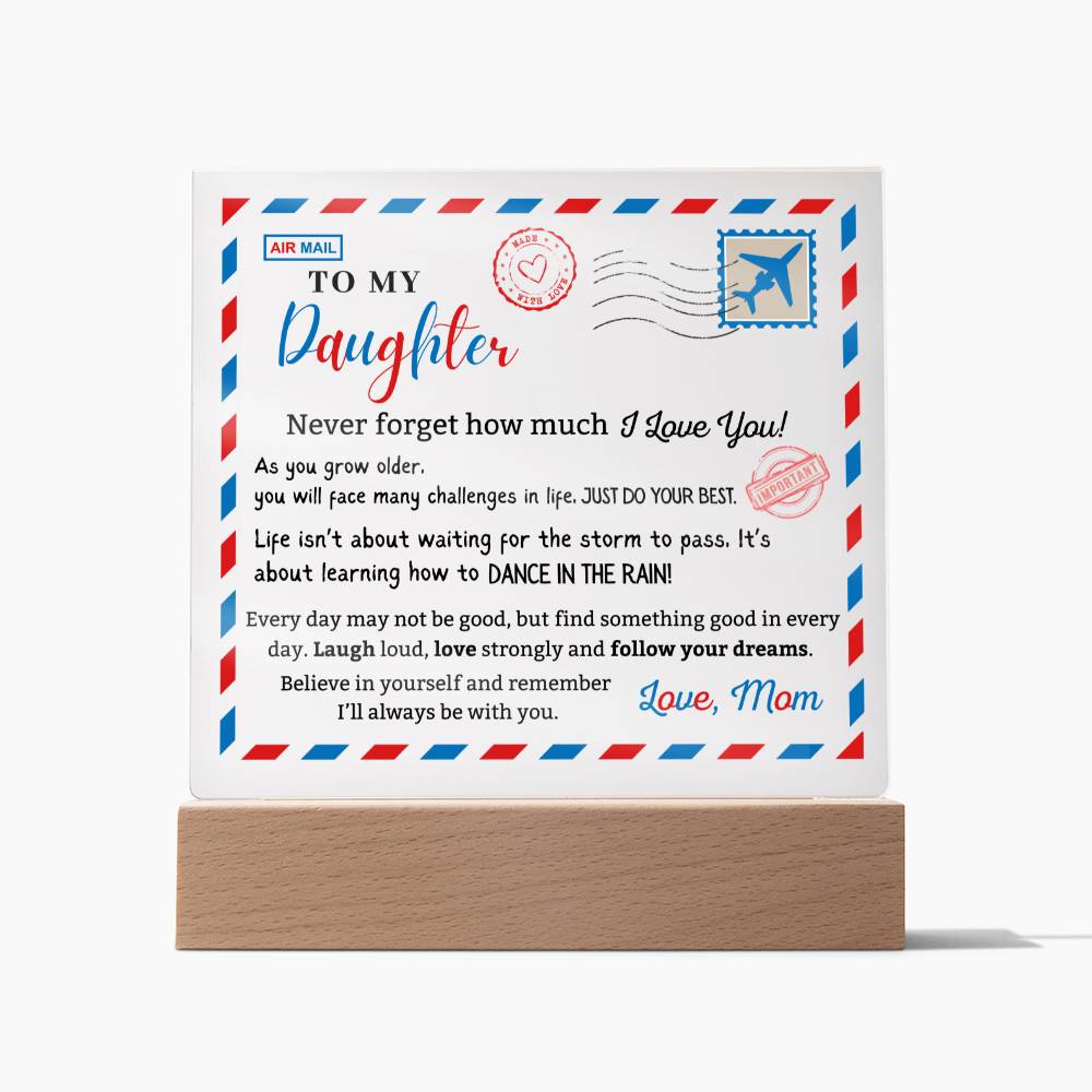 Daughter Gift from Mom | Letter to Daughter from Mother Sign, Christmas Gift for Her, Birthday Gift for Teen Girl, Moving Away & Travel Gift