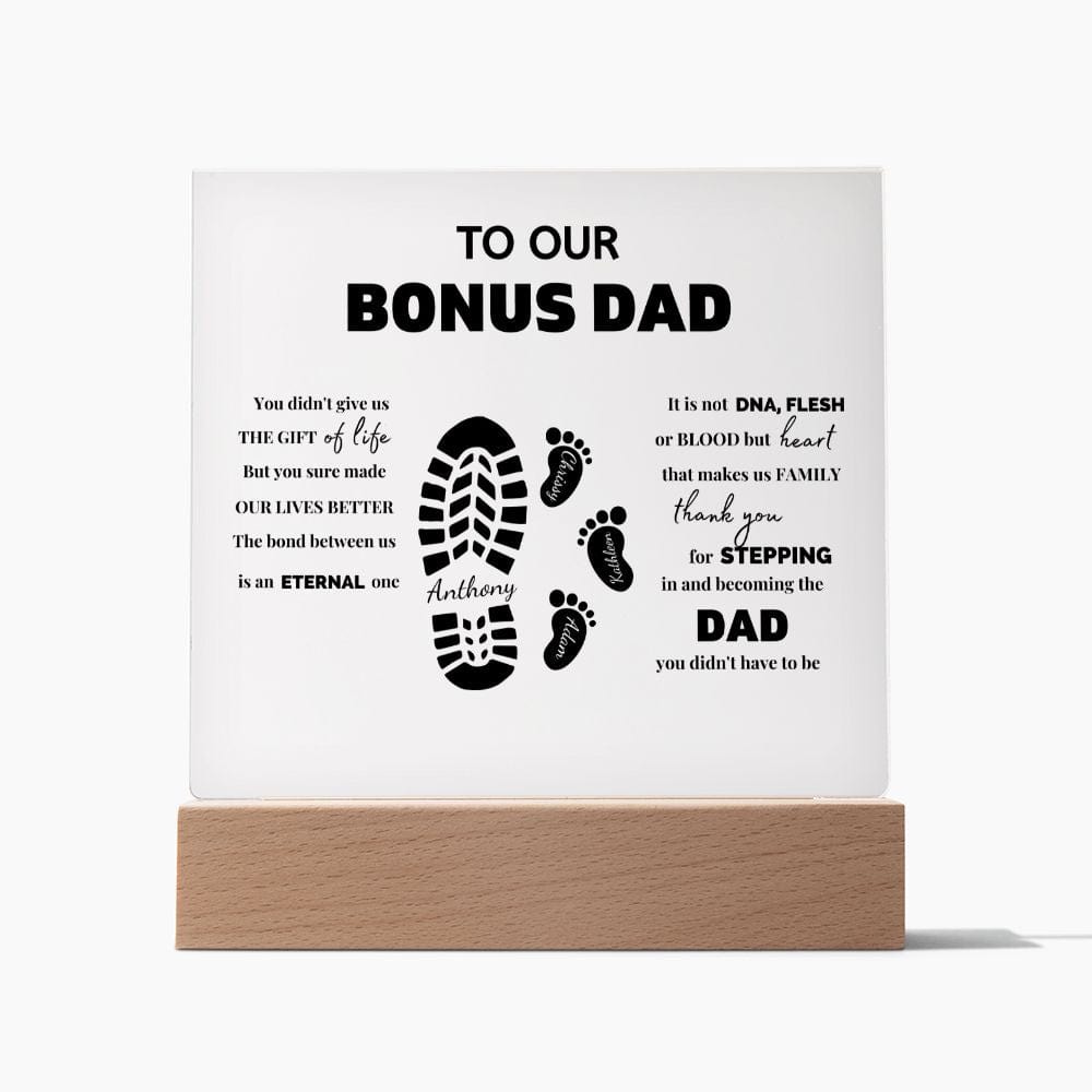 Father's Day Gift for Stepdad - Custom Footprint Acrylic Plaque