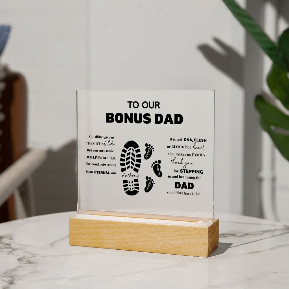 Father's Day Gift for Stepdad - Custom Footprint Acrylic Plaque