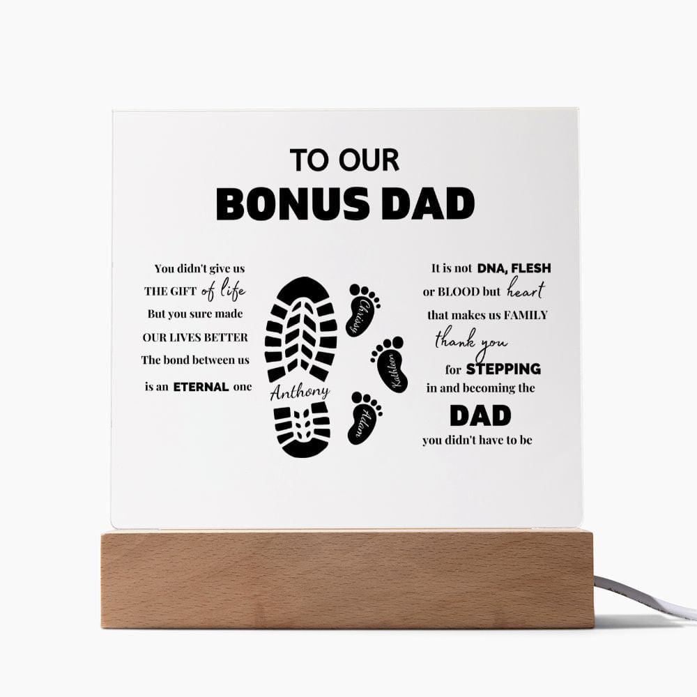 Father's Day Gift for Stepdad - Custom Footprint Acrylic Plaque